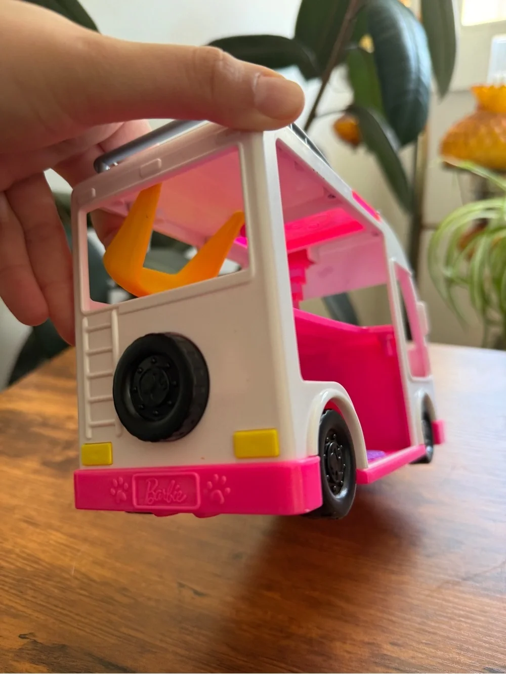 Barbie White, Bright Pink & Yellow Camper Van Play Vehicle